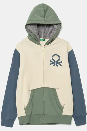 Benetton Dětská mikina barva, s kapucí, s potiskem, 3EB5C504H