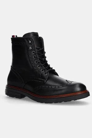 Tommy Hilfiger Kožené boty HILFIGER WARM LTH BROGUE BOOT pánské, barva, FM0FM05195