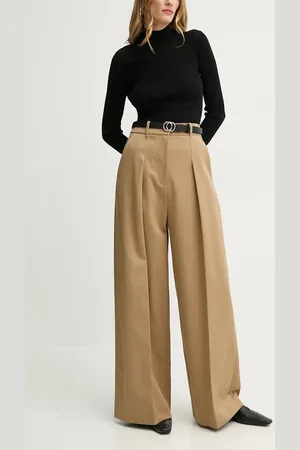 A.L.C. Bavlněné kalhoty barva, široké, high waist, 2PANT01094