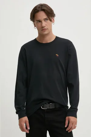 Abercrombie & Fitch Bavlněné tričko s dlouhým rukávem 3-pack barva, KI124-4494