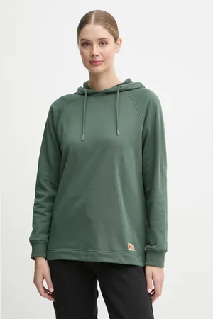 Fjällräven Bavlněná mikina Vardag Hoodie W dámská, zelená barva, s kapucí, hladká, F86987.679