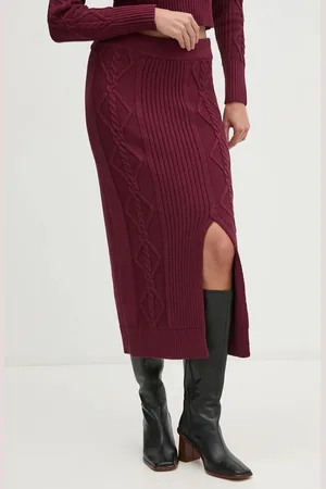 DKNY Sukně vínová barva, midi, DJ4R0377