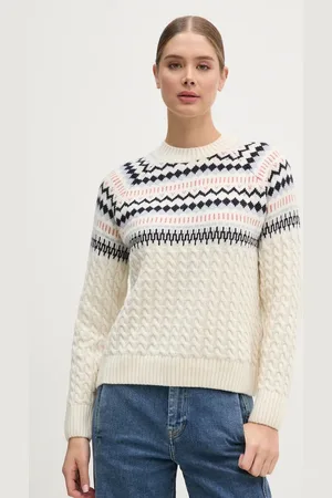 Barbour Vlněný svetr dámský, barva, s pologolfem, LKN1552