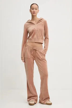 Juicy Couture Velurové teplákové kalhoty HERITAGE CROWN CAISA LOW RISE PANT barva, s aplikací, JCGBJ224012