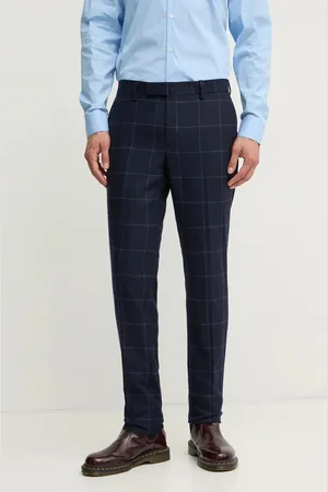 Hackett Vlněné kalhoty tmavomodrá barva, přiléhavé, HM470549R