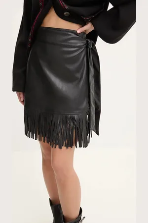 Never Fully Dressed Sukně Vegan Leather Mini Fringe Jaspre barva, mini, pouzdrová, NFDSK591