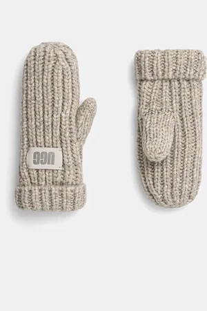UGG Dětské rukavice s příměsí vlny CHUNKY MITTEN béžová barva, 100030