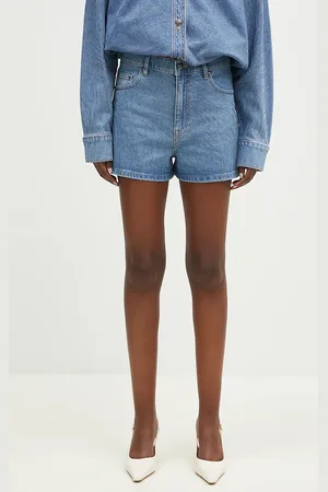 ROTATE Džínové šortky Rhinestone Denim dámské, barva, vzorované, high waist, 1126391468