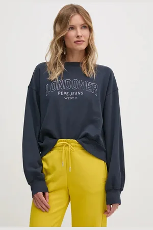 Pepe Jeans Bavlněná mikina FIORELINA dámská, tmavomodrá barva, s potiskem, PL581464