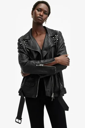 AllSaints Kožená bunda BILLIE EMB dámská, barva, přechodná, W137LB