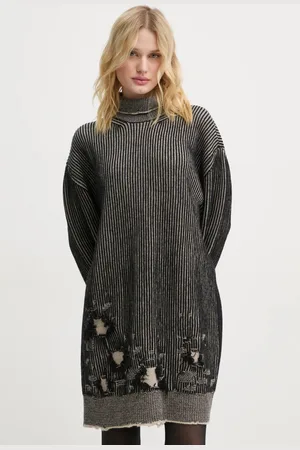 Maison Margiela Oboustranné vlněné šaty barva, mini, oversize, S62DA0031.M13076