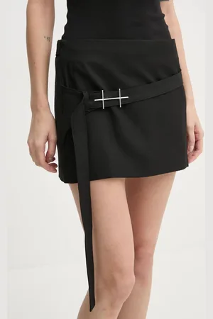 HELIOT EMIL Sukně s příměsí vlny barva, mini, pouzdrová, AW24.W.12.041.BLK01