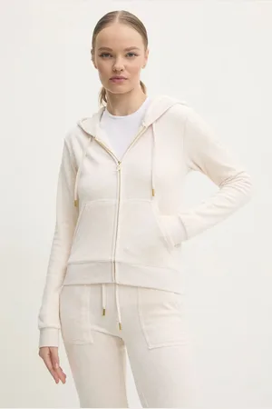 Juicy Couture Velurová mikina ROBERTSON GOLD barva, s kapucí, JCAP176G