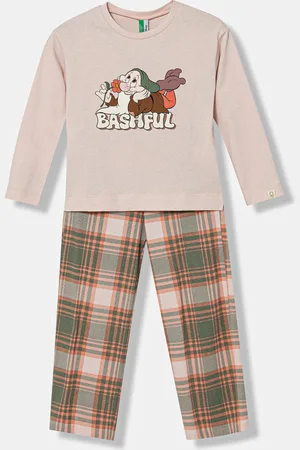 Benetton Dětské bavlněné pyžamo barva, s potiskem, 34NB0P07L