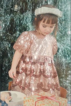 Konges Sløjd Dívčí šaty STARLA BOW WOW DRESS barva, mini, KS102116