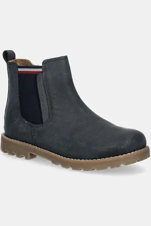 Tommy Hilfiger Dětské kožené zimní boty tmavomodrá barva, T1X5-33700