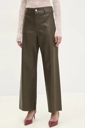 ANSWEAR Kalhoty dámské, vínová barva, zvony, high waist