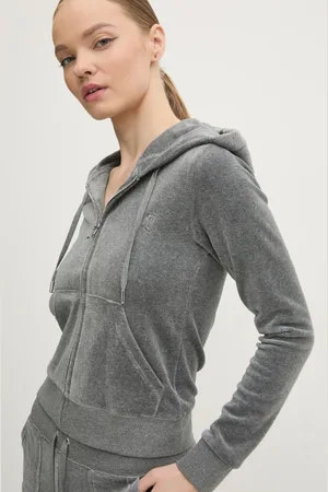 Juicy Couture Velurová mikina ROBERTSON CLASS barva, s kapucí, JCAP176