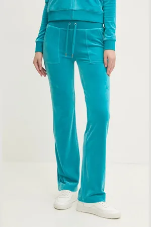 Juicy Couture Velurové teplákové kalhoty DEL RAY PANT zelená barva, JCAP180