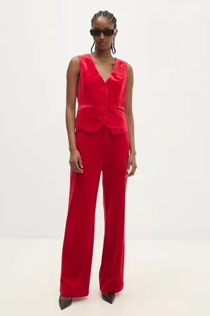ANSWEAR Velurové kalhoty barva, high waist