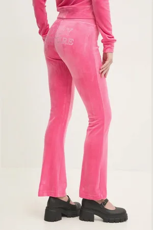 Juicy Couture Velurové teplákové kalhoty LISA REGAL VELOUR STRAIGHT LEG TRACK PANT barva, s aplikací, JCBBJ224829