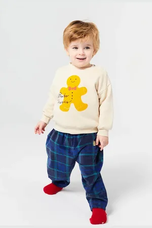 Bobo Choses Dětské kalhoty tmavomodrá barva, vzorované, 224FB004