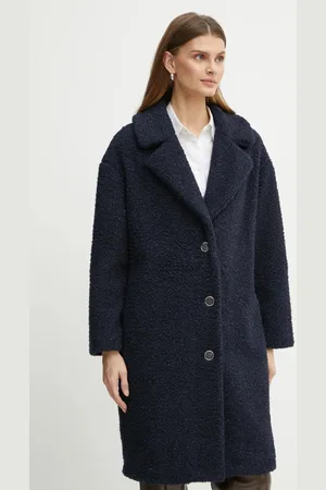 Guess Kabát BERENICE dámský, tmavomodrá barva, přechodný, oversize, W4BL10 WGHS0