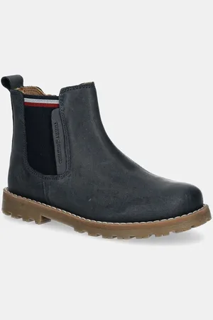 Tommy Hilfiger Dětské kožené zimní boty tmavomodrá barva, T1X5-33700