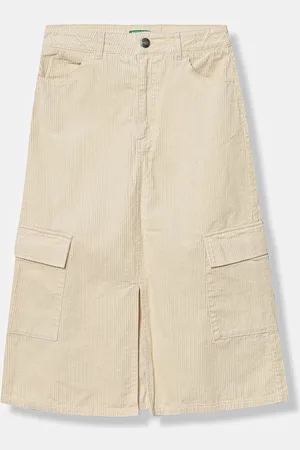 Benetton Dětská manšestrová sukně barva, maxi, 4JIUC001Z
