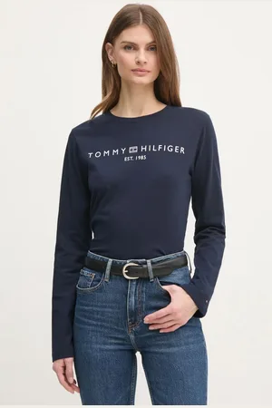Tommy Hilfiger Bavlněné tričko s dlouhým rukávem tmavomodrá barva, WW0WW43620