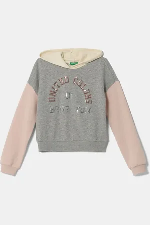 Benetton Dětská mikina barva, s kapucí, s aplikací, 39M2C203W
