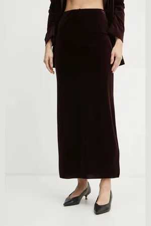 Max&Co. Velurová sukně vínová barva, maxi, 2426776015200