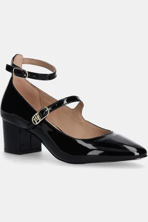 Tommy Hilfiger Kožené lodičky PUMP DOUBLE STRAP PATENT LEATHER barva, na podpatku, FW0FW08566