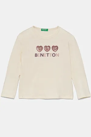 Benetton Dětské bavlněné tričko s dlouhým rukávem barva, 3ATNG10GI