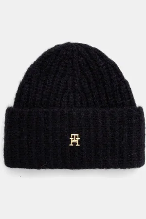Tommy Hilfiger Čepice z vlněné směsi tmavomodrá barva, z husté pleteniny, AW0AW16849