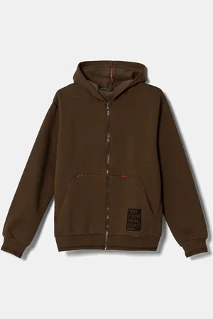 Benetton Dětská mikina barva, s kapucí, s potiskem, 3HLMC504I