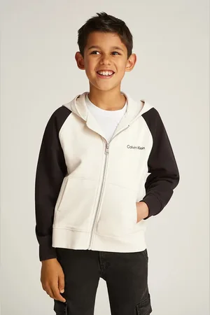 Calvin Klein Dětská bavlněná mikina barva, s kapucí, hladká, IB0IB02378