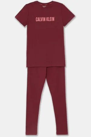 Calvin Klein Dětské bavlněné pyžamo vínová barva, s potiskem, G80G800716