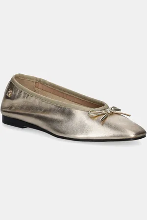 Tommy Hilfiger Kožené baleríny BALLERINA SOFT LEATHER METALLIC barva, FW0FW08452