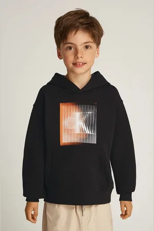 Calvin Klein Dětská bavlněná mikina 0 barva, s kapucí, s potiskem, IB0IB02380