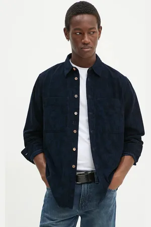 Paul Smith Manšestrová košile tmavomodrá barva, regular, s klasickým límcem, M2R.450Y.N22209