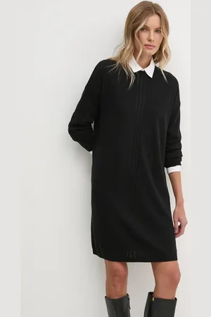 Benetton Vlněné šaty barva, mini, oversize, 1044DV01S