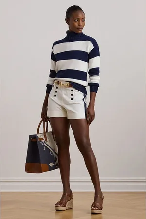 Ralph Lauren Bavlněné šortky barva, hladké, high waist, 200962621