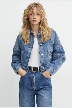 IRO Džínová bunda dámská, barva, přechodná, oversize, WM07HERMIONE