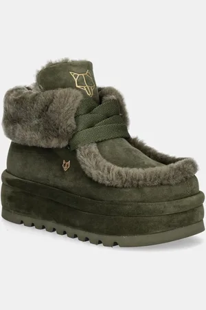 Naked Wolfe Semišové sněhule Bambi barva, Bambi Suede Shearling Dark Olive