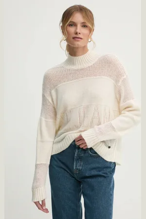 Pepe Jeans Svetr z vlněné směsi NAOMI dámský, barva, s pologolfem, PL702243
