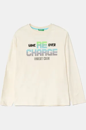 Benetton Dětské bavlněné tričko s dlouhým rukávem barva, s potiskem, 3EG9C10M6
