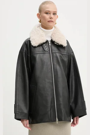 Stand Studio Kožená bunda Emelia Jacket dámská, barva, přechodná, oversize, 62271-7540