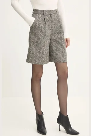 ANSWEAR Šortky z vlněné směsi barva, vzorované, high waist