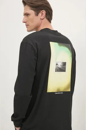 Calvin Klein Bavlněné tričko s dlouhým rukávem barva, s potiskem, J30J327083